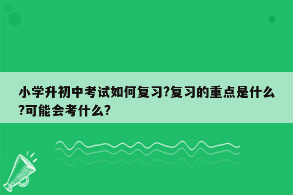 小学升初中考试如何复习?复习的重点是什么?可能会考什么?