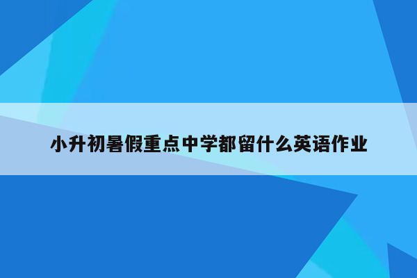 小升初暑假重点中学都留什么英语作业