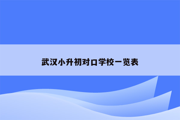 武汉小升初对口学校一览表