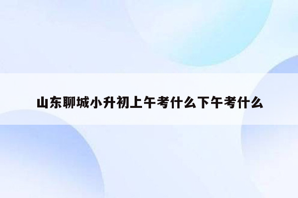 山东聊城小升初上午考什么下午考什么