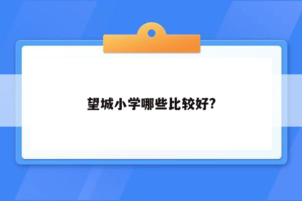 望城小学哪些比较好?