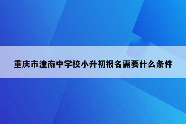 重庆市潼南中学校小升初报名需要什么条件