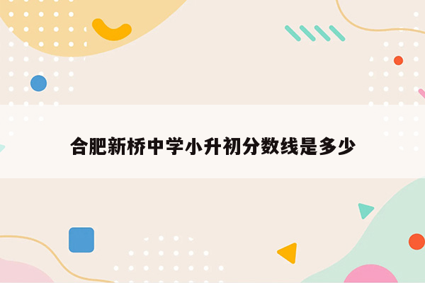 合肥新桥中学小升初分数线是多少