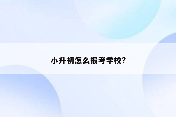 小升初怎么报考学校?