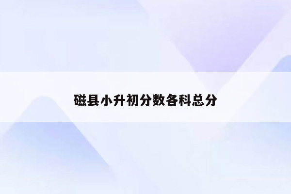 磁县小升初分数各科总分