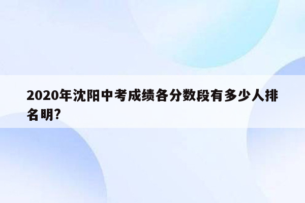 2020年沈阳中考成绩各分数段有多少人排名明?