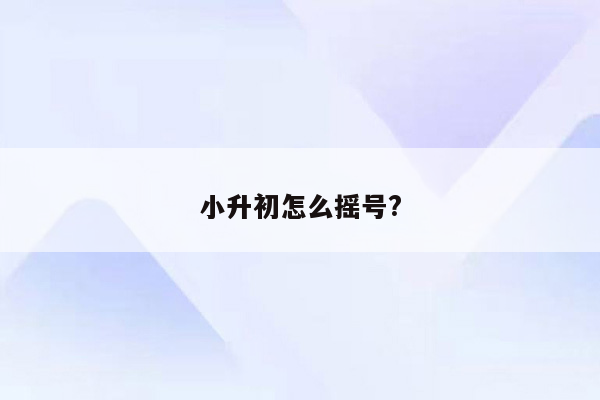 小升初怎么摇号?