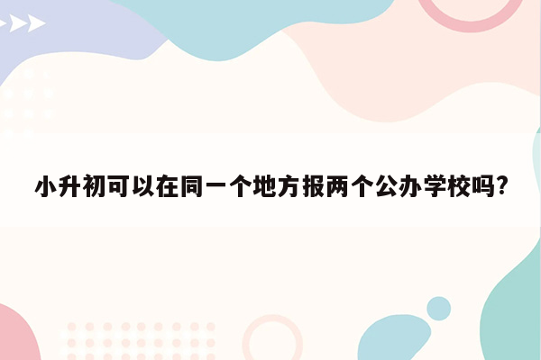 小升初可以在同一个地方报两个公办学校吗?