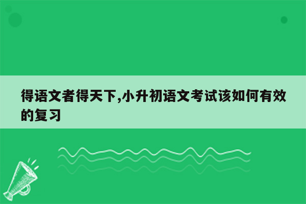 得语文者得天下,小升初语文考试该如何有效的复习