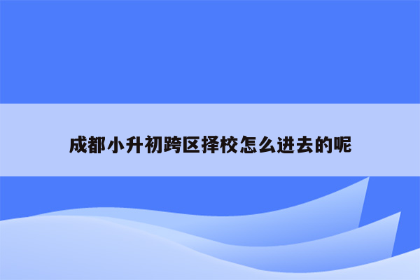 成都小升初跨区择校怎么进去的呢