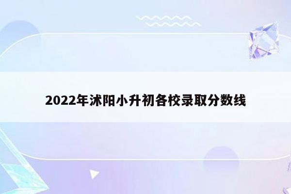 2022年沭阳小升初各校录取分数线