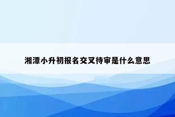 湘潭小升初报名交叉待审是什么意思