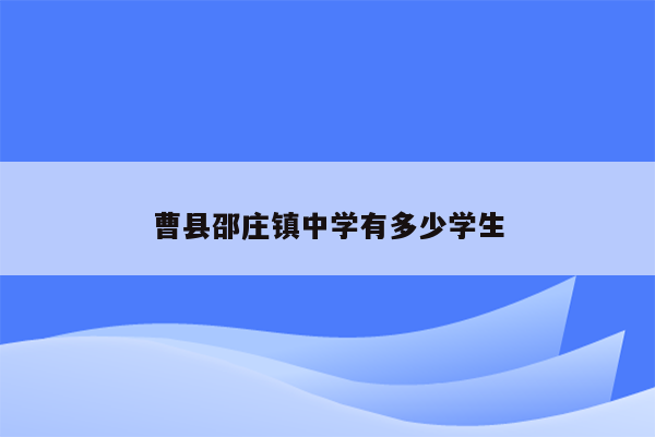 曹县邵庄镇中学有多少学生