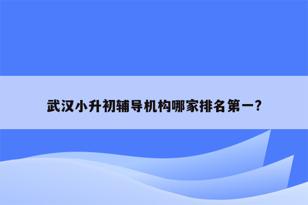 武汉小升初辅导机构哪家排名第一?