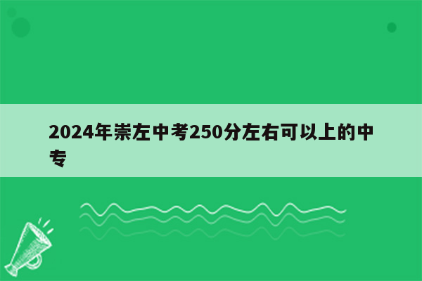 2024年崇左中考250分左右可以上的中专