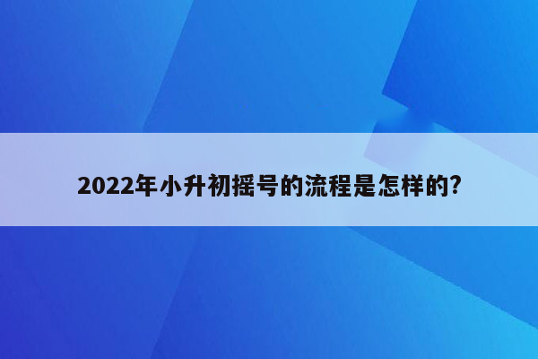 2022年小升初摇号的流程是怎样的?