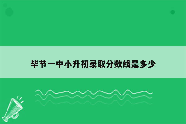 毕节一中小升初录取分数线是多少