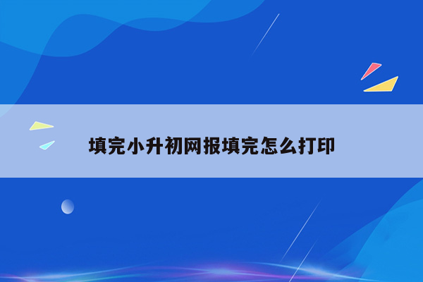 填完小升初网报填完怎么打印