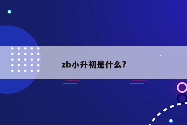 zb小升初是什么?