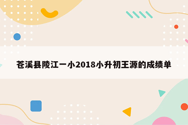 苍溪县陵江一小2018小升初王源的成绩单