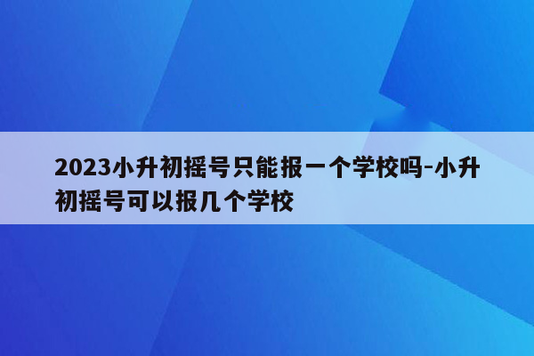 2023小升初摇号只能报一个学校吗-小升初摇号可以报几个学校