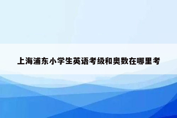 上海浦东小学生英语考级和奥数在哪里考