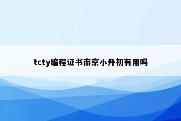 tcty编程证书南京小升初有用吗