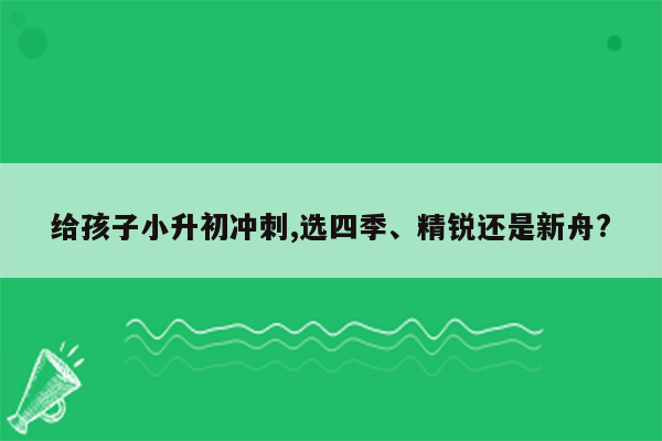 给孩子小升初冲刺,选四季、精锐还是新舟?