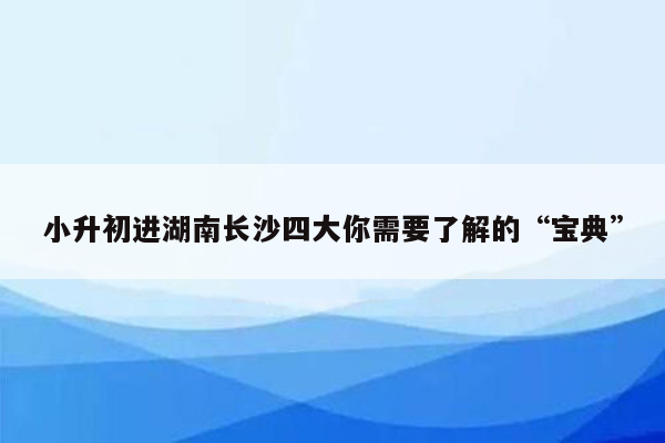 小升初进湖南长沙四大你需要了解的“宝典”