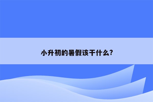 小升初的暑假该干什么?