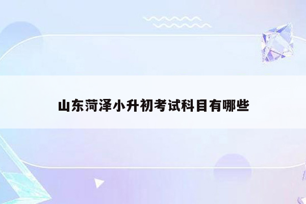 山东菏泽小升初考试科目有哪些