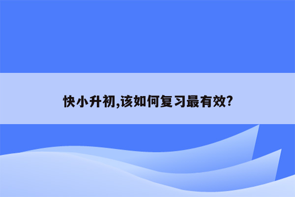 快小升初,该如何复习最有效?