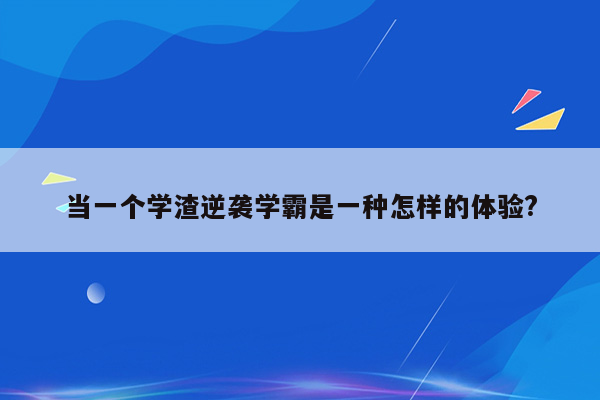 当一个学渣逆袭学霸是一种怎样的体验?