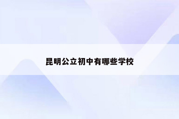 昆明公立初中有哪些学校