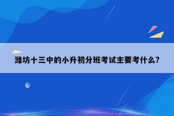 潍坊十三中的小升初分班考试主要考什么?