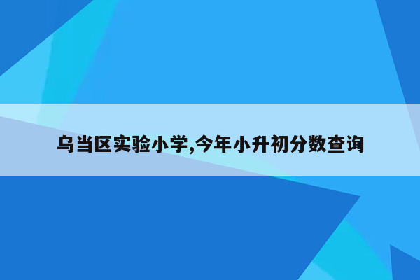 乌当区实验小学,今年小升初分数查询