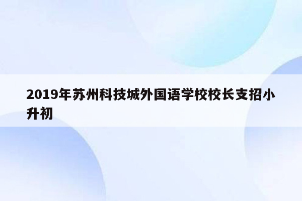 2019年苏州科技城外国语学校校长支招小升初