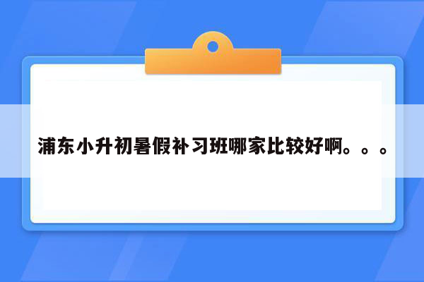 浦东小升初暑假补习班哪家比较好啊。。。