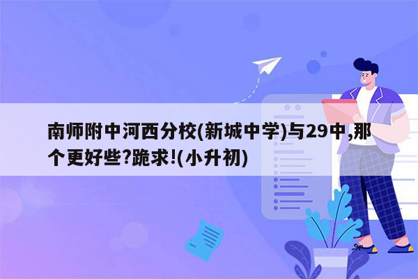 南师附中河西分校(新城中学)与29中,那个更好些?跪求!(小升初)