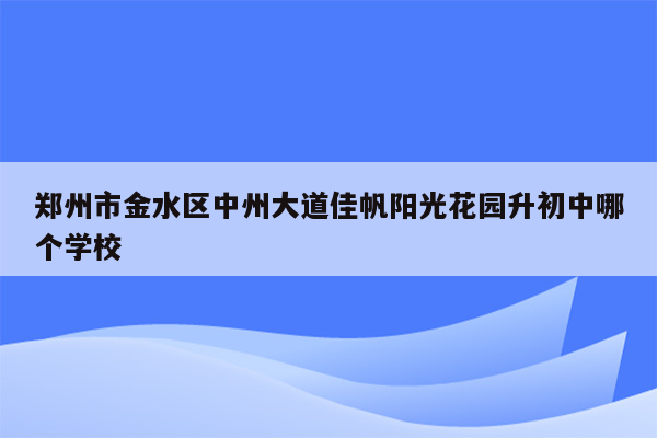 郑州市金水区中州大道佳帆阳光花园升初中哪个学校