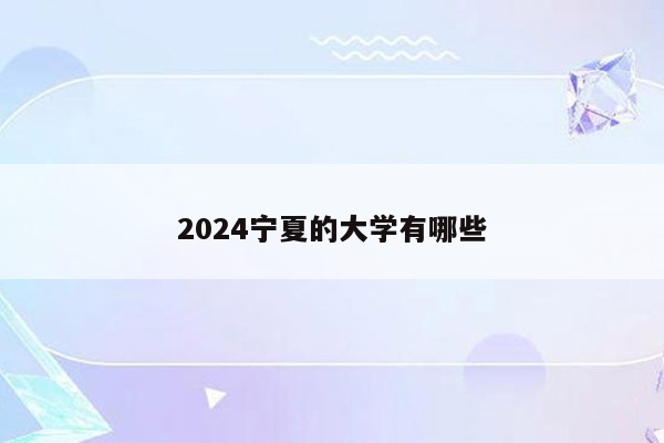 2024宁夏的大学有哪些