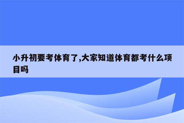 小升初要考体育了,大家知道体育都考什么项目吗