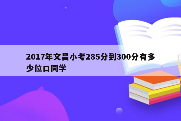 2017年文昌小考285分到300分有多少位口同学