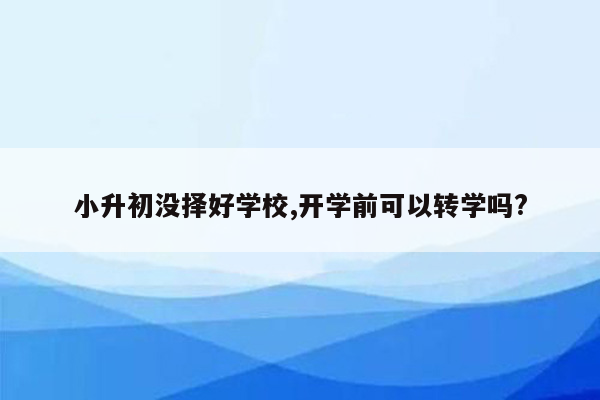 小升初没择好学校,开学前可以转学吗?