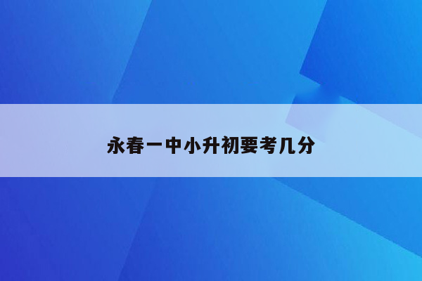 永春一中小升初要考几分