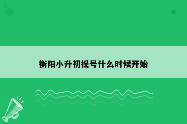 衡阳小升初摇号什么时候开始