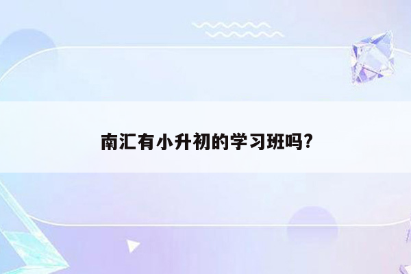 南汇有小升初的学习班吗?