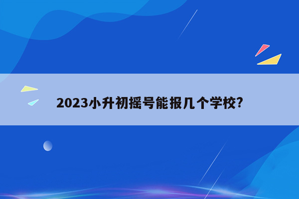 2023小升初摇号能报几个学校?