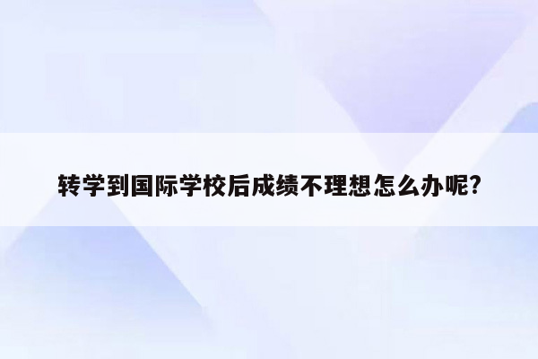 转学到国际学校后成绩不理想怎么办呢?