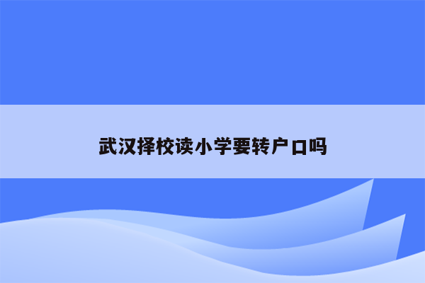 武汉择校读小学要转户口吗